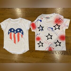 Chaser & Firehouse Bundle Patriotic Star and Heart Tee Shirts 2T & 2-3T NWT